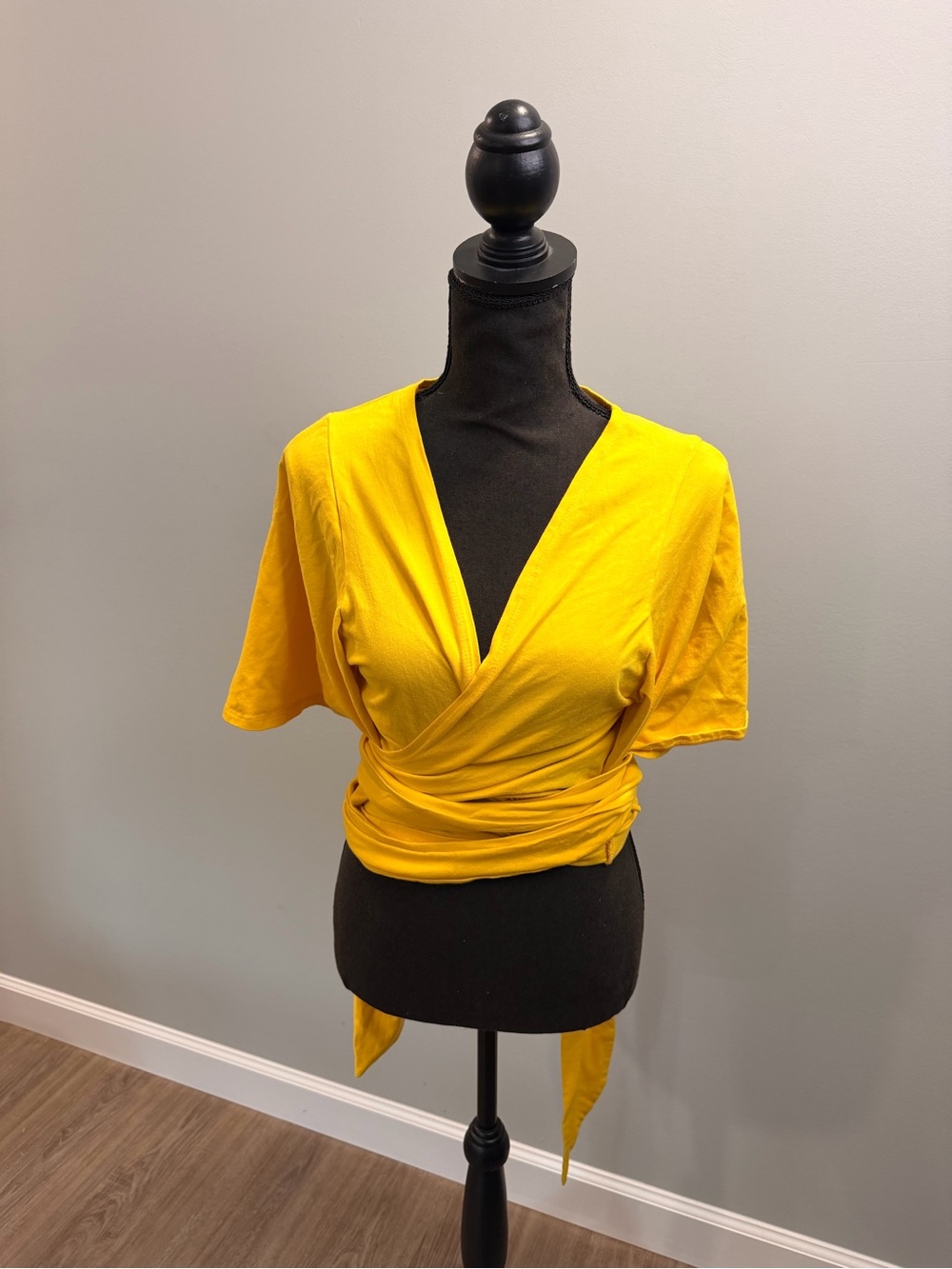 Yellow Wrap-Front Women's Top